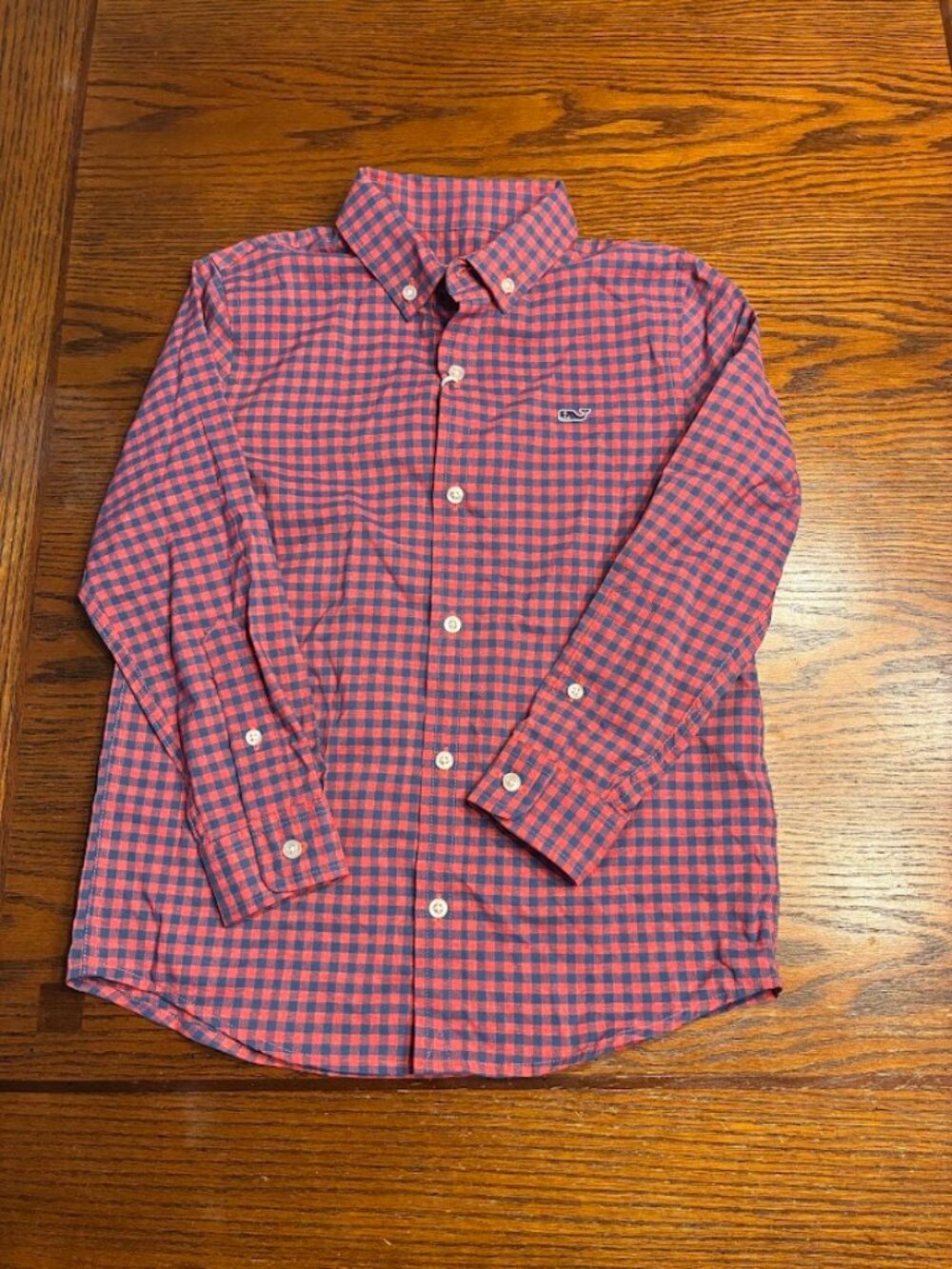 Vineyard Vines - Boys Size 6 Dress Shirt - Red and Blue Checkered - NWT
